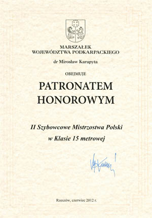 patronat honorowy - szybowcowe mistrzostwa polski 2012